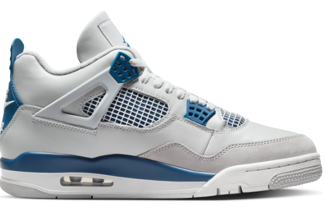 Air Jordan 4 Retro “Military Blue” 2024 – White / Blue / Neutral Grey