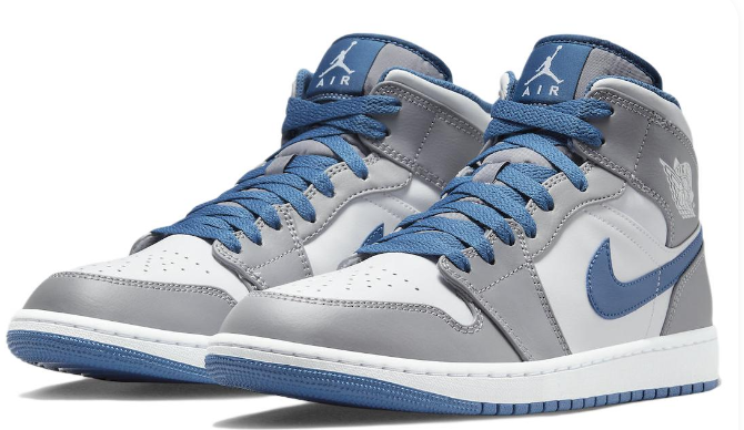 Air Jordan 1 Mid “Cement Grey True Blue” – Grey / White / Blue