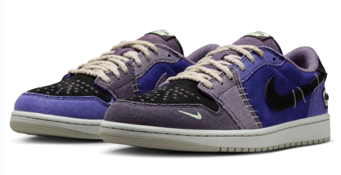 Zion Williamson x Air Jordan 1 Low OG "Voodoo Alternate" Sneakers - Purple / Blue / Black