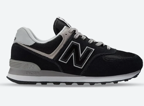 New Balance 574 Men's Wide-Fit Sneakers - Black / Grey