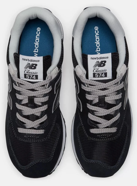 New Balance 574 Men's Wide-Fit Sneakers - Black / Grey