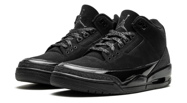 Air Jordan 3 Retro “Black Cat” (2025) – Black / Dark Grey