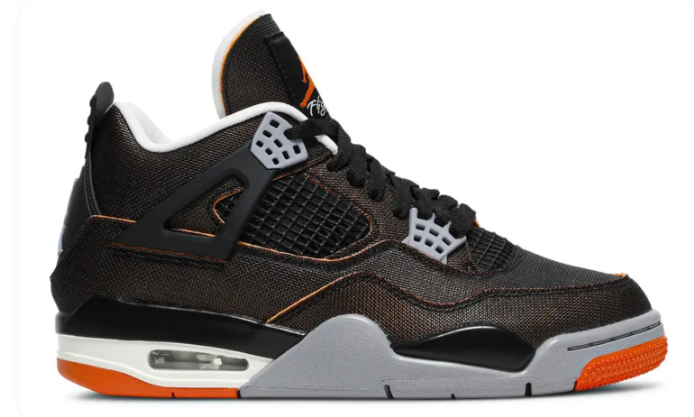Air Jordan 4 Retro "Starfish" Women's Sneakers (2021) - Black / Orange