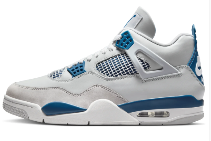 Air Jordan 4 Retro “Military Blue” 2024 – White / Blue / Neutral Grey
