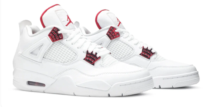 Air Jordan 4 Retro "Red Metallic" Sneakers - White / University Red