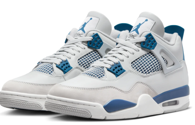 Air Jordan 4 Retro “Military Blue” 2024 – White / Blue / Neutral Grey