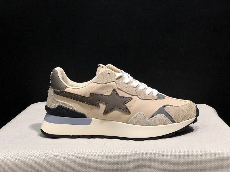 BAPE STA Retro Runner Sneakers - Beige & Taupe