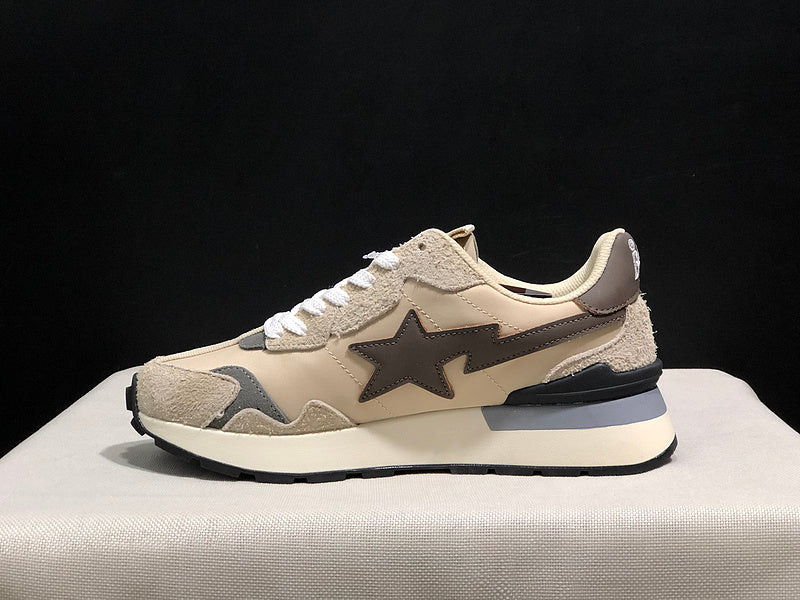 BAPE STA Retro Runner Sneakers - Beige & Taupe