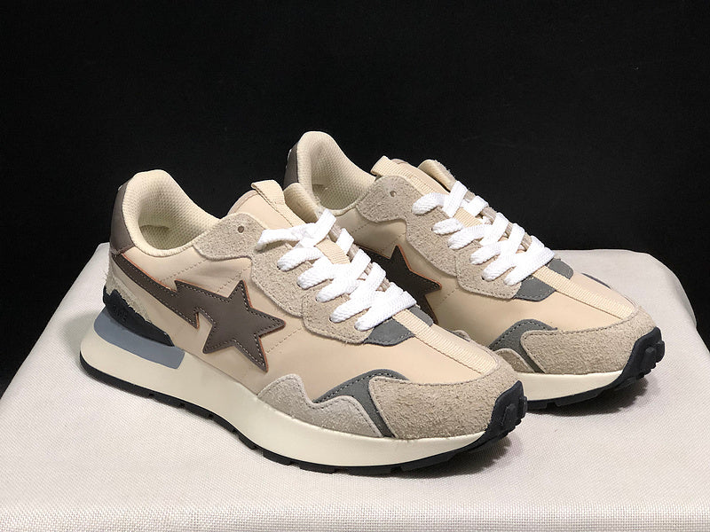 BAPE STA Retro Runner Sneakers - Beige & Taupe