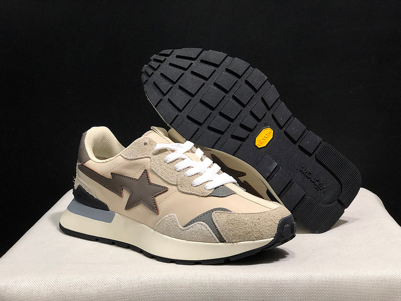 BAPE STA Retro Runner Sneakers - Beige & Taupe