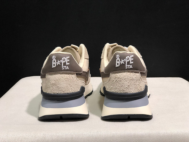 BAPE STA Retro Runner Sneakers - Beige & Taupe