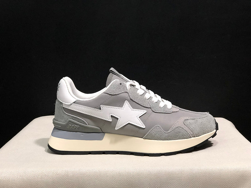 BAPE STA Retro Runner Sneakers - Grey & White