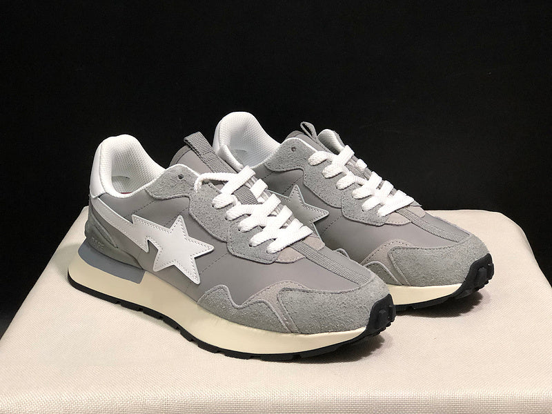 BAPE STA Retro Runner Sneakers - Grey & White
