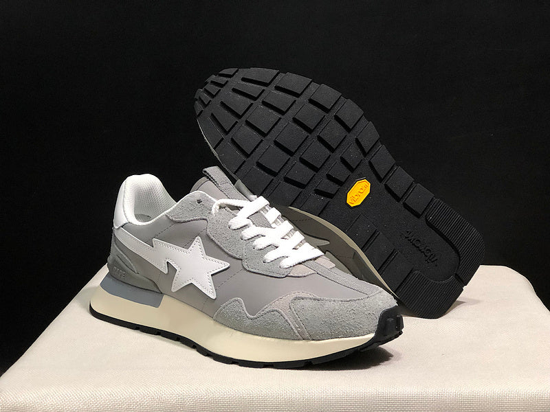BAPE STA Retro Runner Sneakers - Grey & White