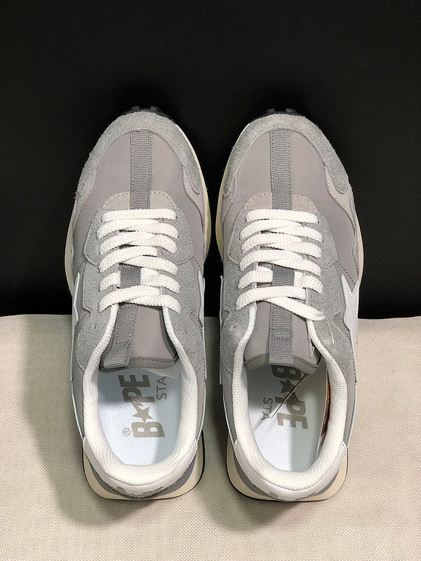 BAPE STA Retro Runner Sneakers - Grey & White