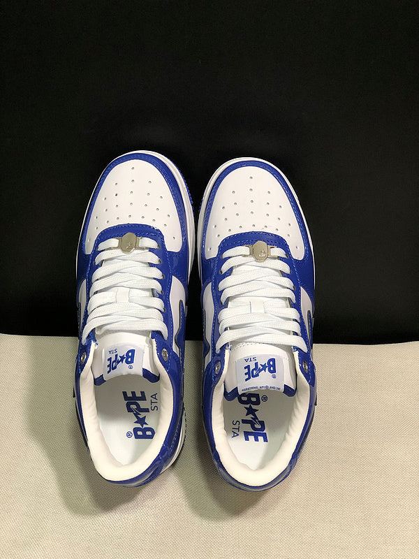 BAPE STA Glossy Low-Top Sneakers - Royal Blue & White