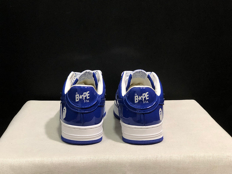 BAPE STA Glossy Low-Top Sneakers - Royal Blue & White