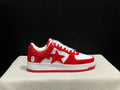 BAPE STA Glossy Low-Top Sneakers - Red & White