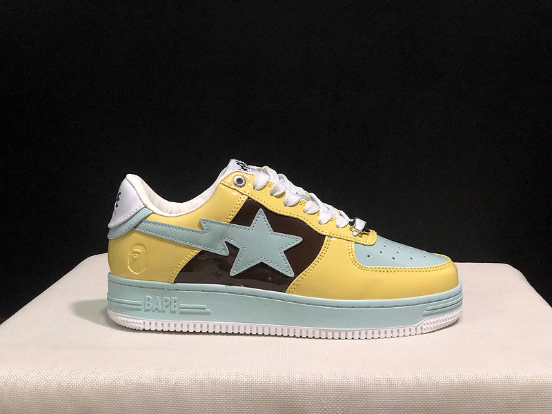 BAPE STA Colorblock Low-Top Sneakers - Yellow, Mint & Black