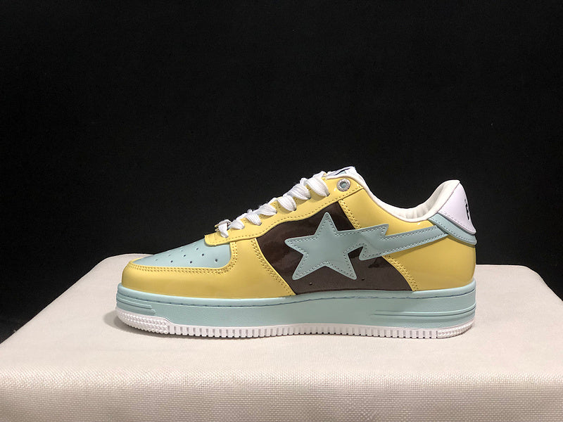 BAPE STA Colorblock Low-Top Sneakers - Yellow, Mint & Black