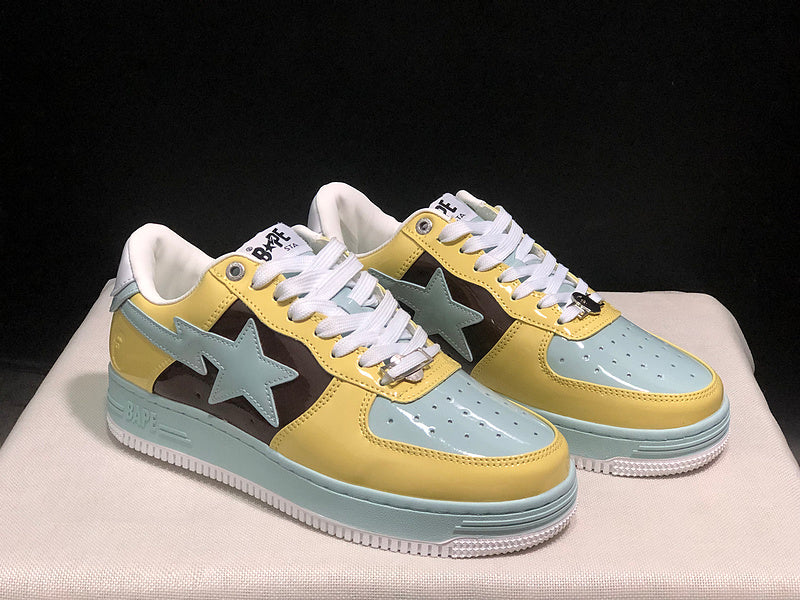 BAPE STA Colorblock Low-Top Sneakers - Yellow, Mint & Black