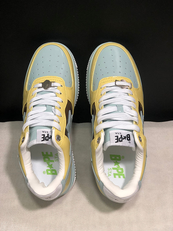 BAPE STA Colorblock Low-Top Sneakers - Yellow, Mint & Black