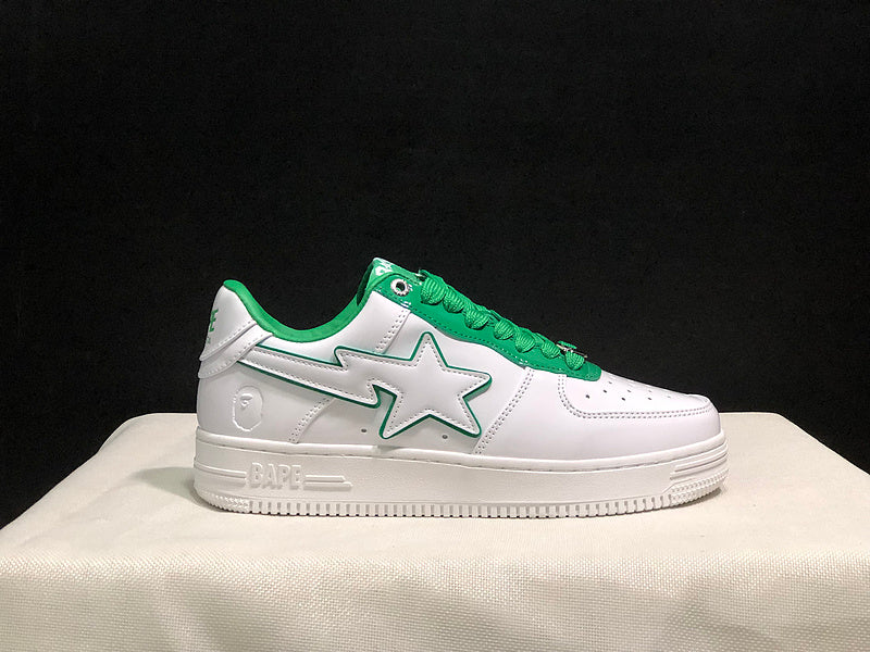 BAPE STA Low-Top Sneakers - White & Green