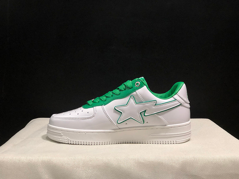BAPE STA Low-Top Sneakers - White & Green