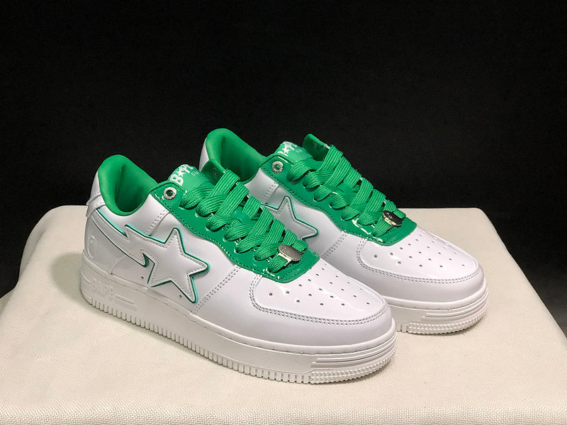 BAPE STA Low-Top Sneakers - White & Green