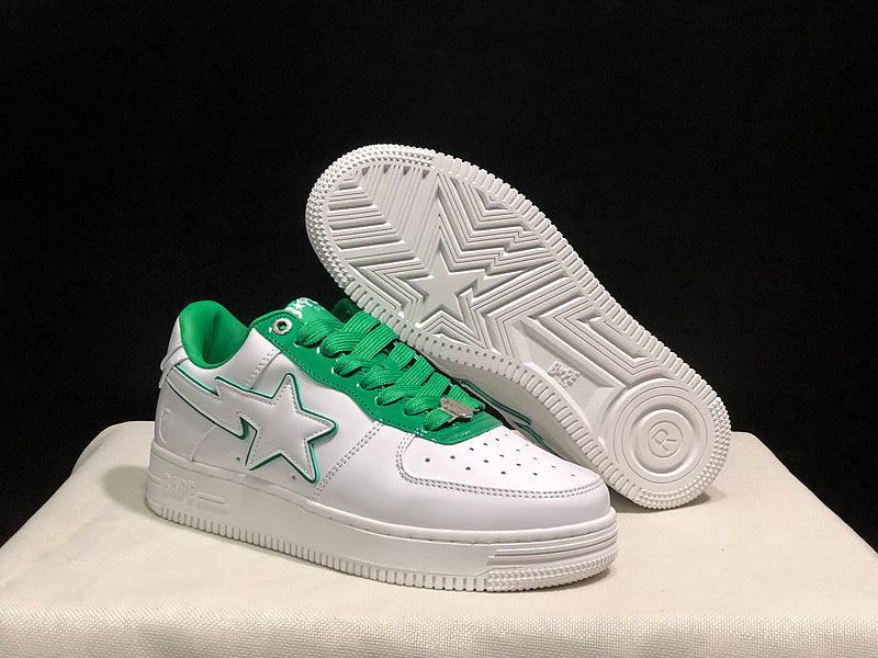 BAPE STA Low-Top Sneakers - White & Green