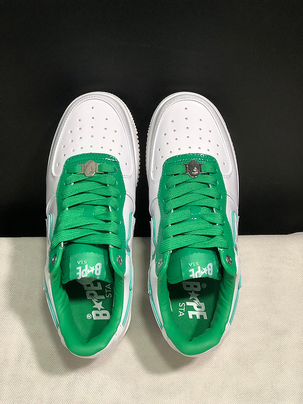 BAPE STA Low-Top Sneakers - White & Green