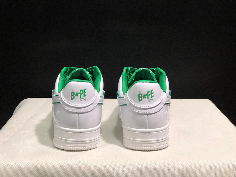 BAPE STA Low-Top Sneakers - White & Green