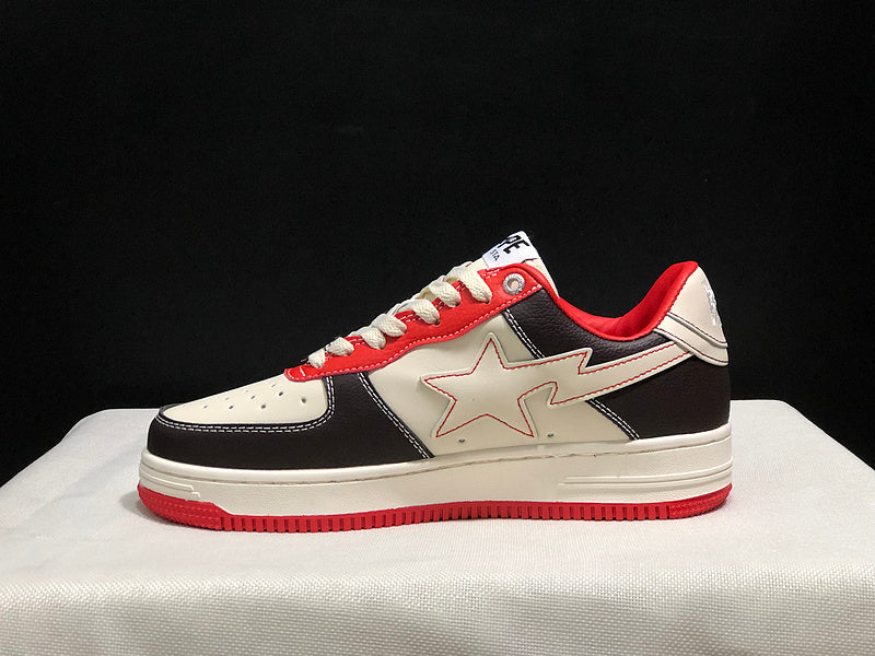 BAPE STA Colorblock Low-Top Sneakers - Black, Cream & Red