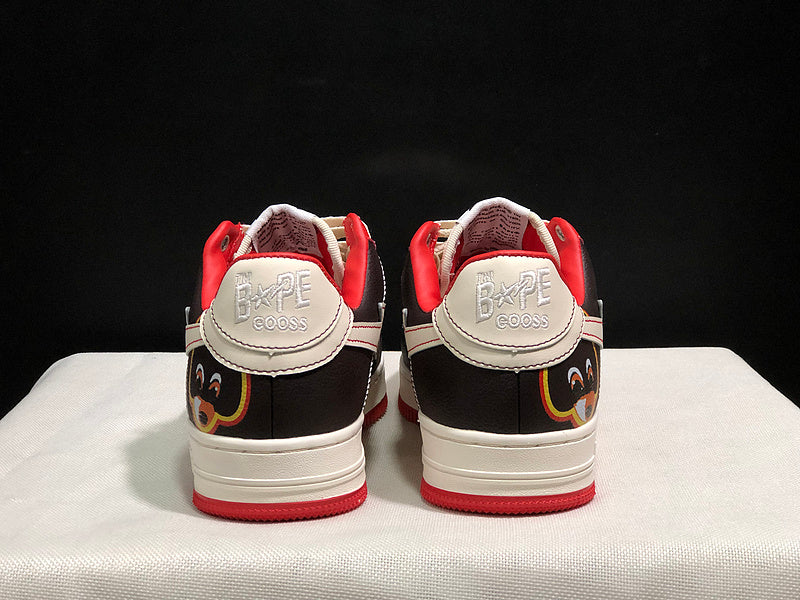 BAPE STA Colorblock Low-Top Sneakers - Black, Cream & Red