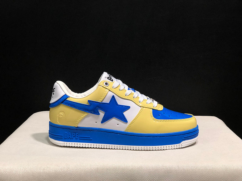 BAPE STA Colorblock Low-Top Sneakers - Yellow, Blue & White