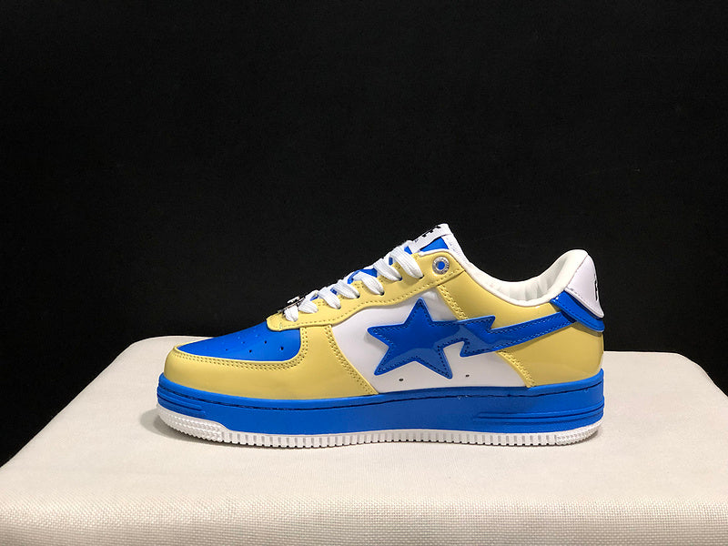 BAPE STA Colorblock Low-Top Sneakers - Yellow, Blue & White
