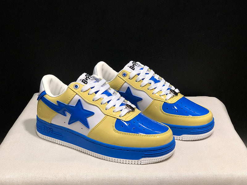 BAPE STA Colorblock Low-Top Sneakers - Yellow, Blue & White