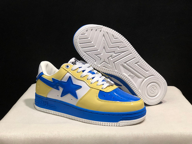 BAPE STA Colorblock Low-Top Sneakers - Yellow, Blue & White