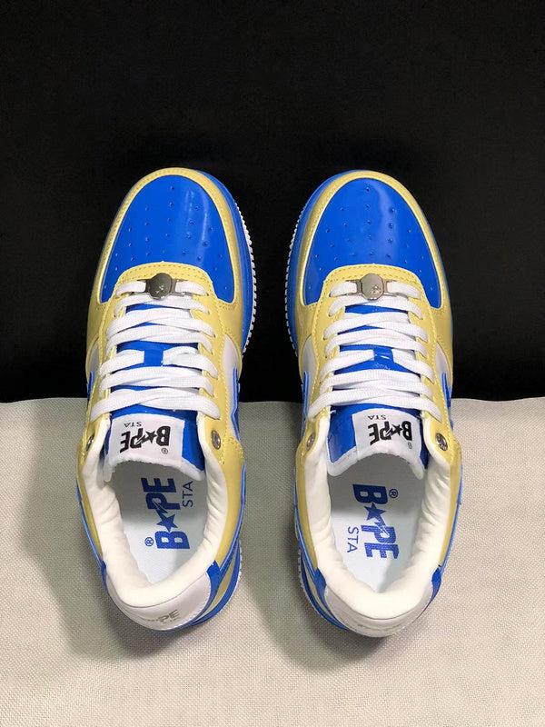 BAPE STA Colorblock Low-Top Sneakers - Yellow, Blue & White