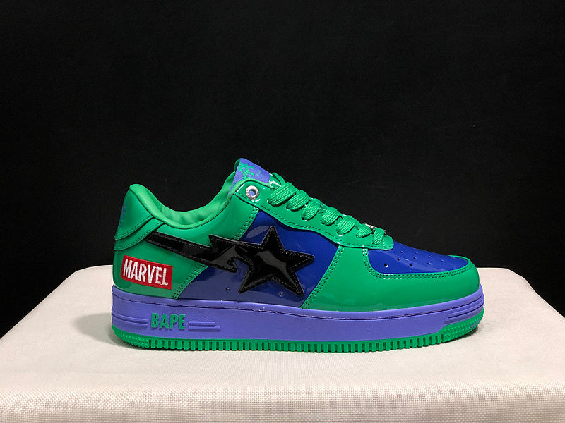 BAPE STA Colorblock Low-Top Sneakers - Green, Blue & Purple