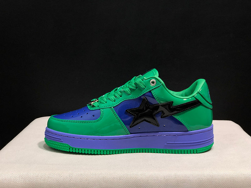 BAPE STA Colorblock Low-Top Sneakers - Green, Blue & Purple