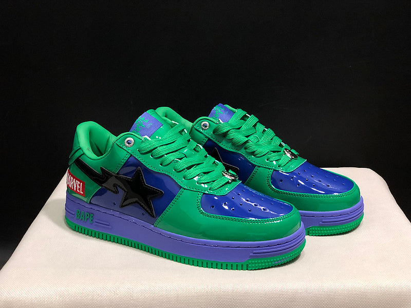 BAPE STA Colorblock Low-Top Sneakers - Green, Blue & Purple