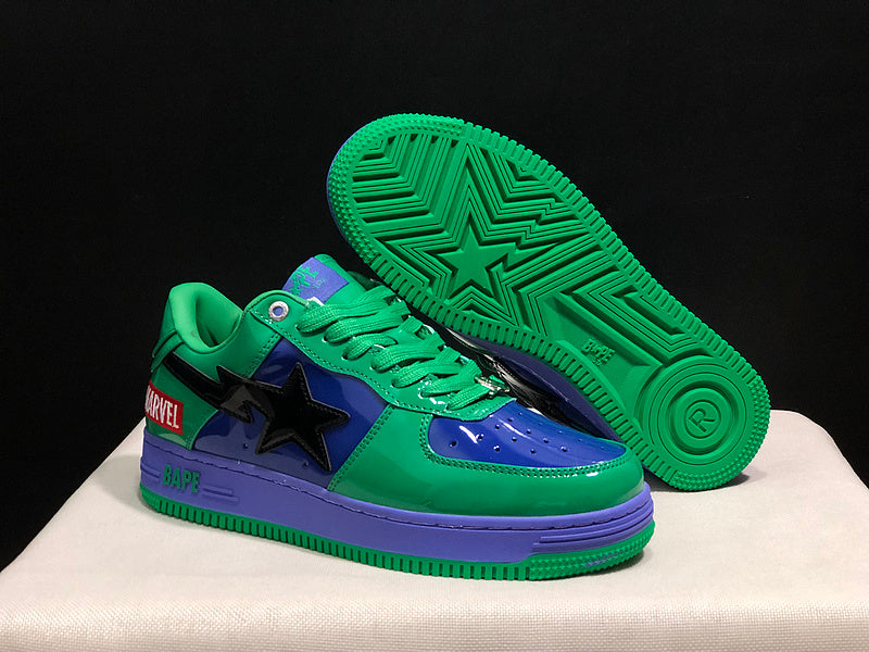 BAPE STA Colorblock Low-Top Sneakers - Green, Blue & Purple
