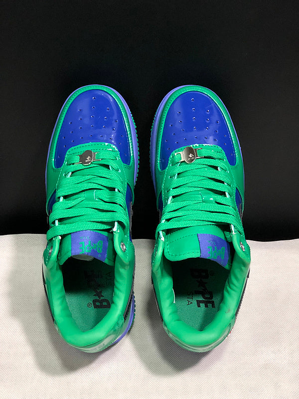 BAPE STA Colorblock Low-Top Sneakers - Green, Blue & Purple
