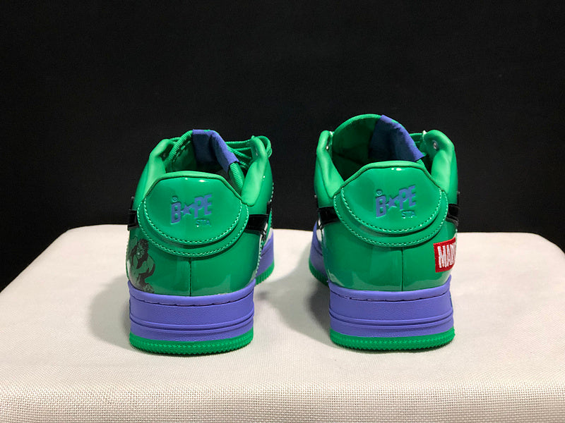 BAPE STA Colorblock Low-Top Sneakers - Green, Blue & Purple