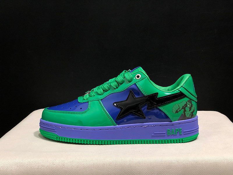 BAPE STA Colorblock Low-Top Sneakers - Green, Blue & Purple