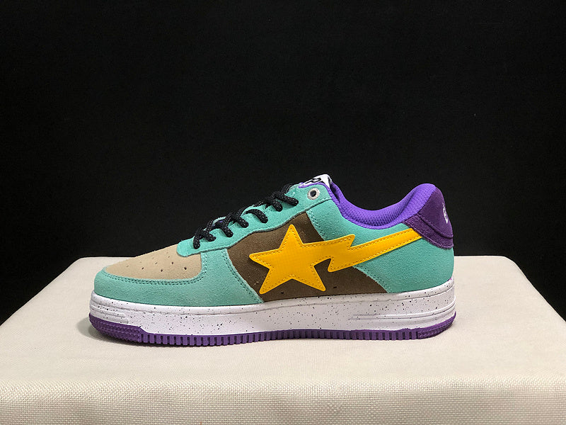 BAPE STA Colorblock Low-Top Sneakers - Mint, Yellow & Purple