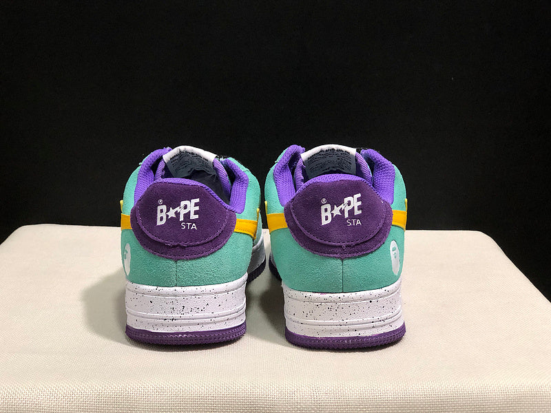 BAPE STA Colorblock Low-Top Sneakers - Mint, Yellow & Purple