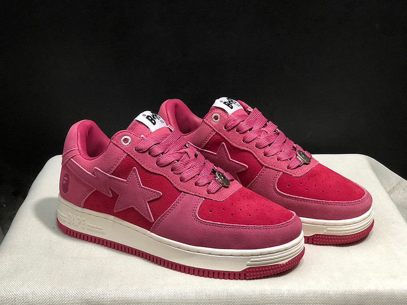 BAPE STA Two-Tone Low-Top Sneakers - Rose Pink & Raspberry