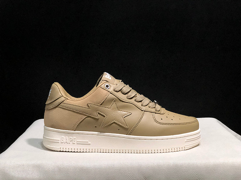 BAPE STA Low-Top Sneakers - Khaki & White